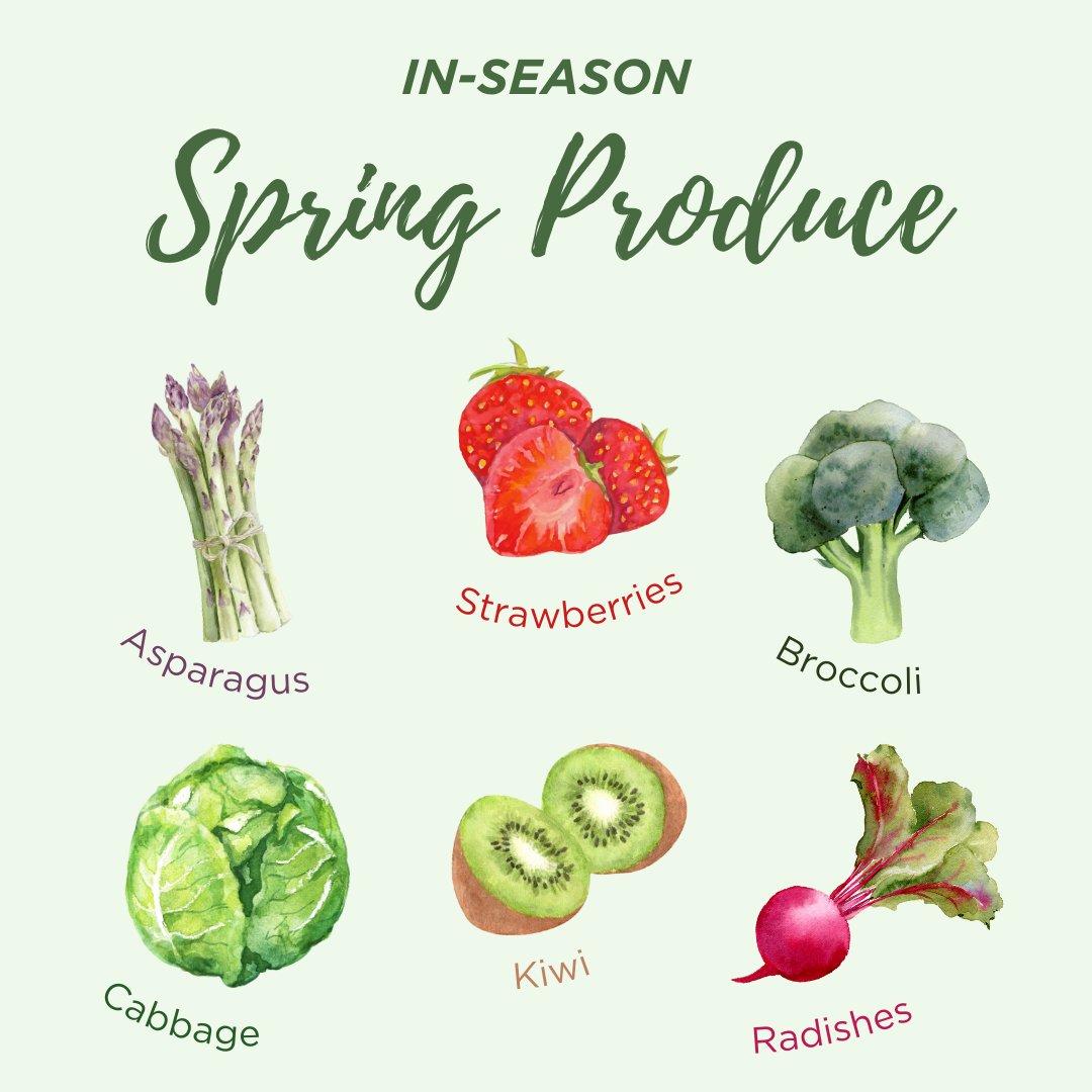 Spring is officially here! With new weather comes new in-season produce like asparagus, strawberries, broccoli, cabbage, kiwi and radishes! 🍓🥦 We're grateful for our partnerships with local farms which helps us distribute fresh, in-season produce to the families we serve.