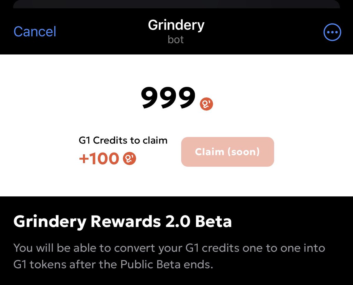 Fellow farmers keep the grind going!

Fresh new rewards section has been shipped. Find out the amount of G1 Tokens that have been credited into your accounts! 🥳

Claiming soon! Discover more in your Grindery wallets now 👀