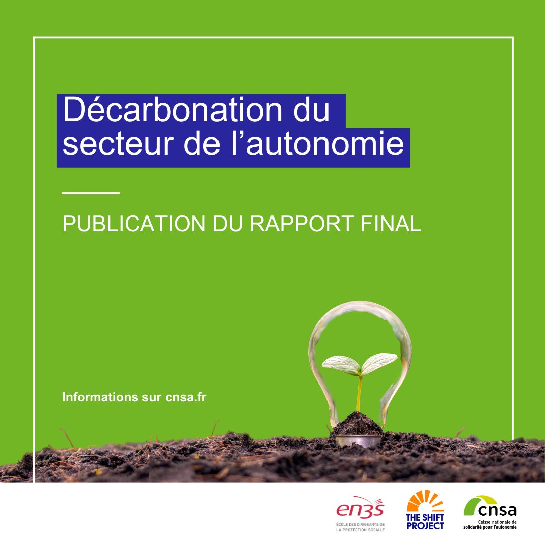 🌱#Décarbonation du secteur de l’#autonomie : publication du rapport final mené par @theshiftpr0ject avec @cnsa_actu et @en3s_officiel, et la contribution de la Chaire RESPECT de @ehesp ▶ cnsa.fr/actualites-age…