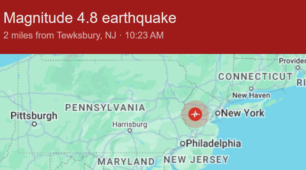 Un sismo sacudió este viernes 5 de abril el área de la ciudad de Nueva York con una magnitud preliminar de 4.8, reportaron las autoridades. Hasta el momento, el Departamento de Bomberos de Nueva York informó que no hay informes iniciales de daños.

#PixelMedia #Noticias