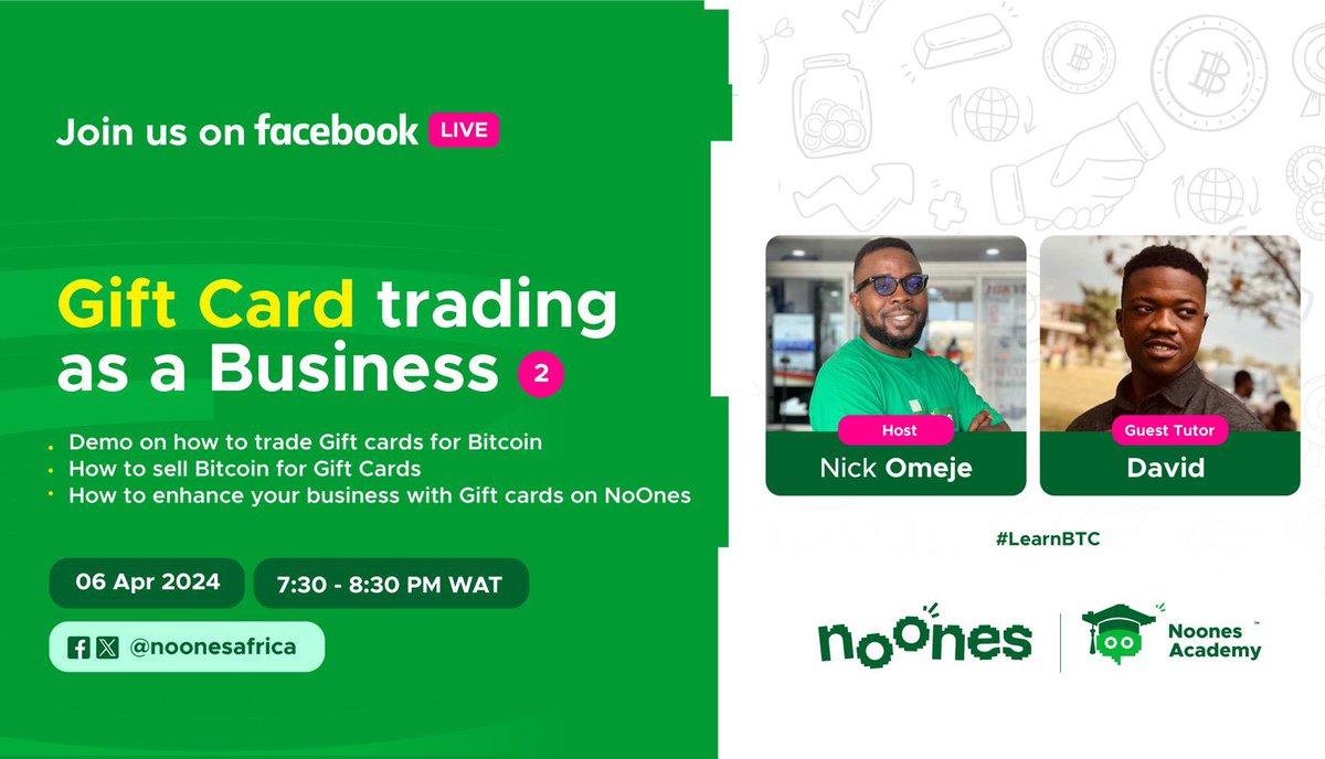 noonesapp's tweet photo. 🎉 Dive into our upcoming webinar and unlock the secrets to mastering Gift Card trading and boosting your earnings on Noones! 💰
Secure your spot here 👇🏾
https://t.co/5Bm5xgZRdo
https://t.co/YllNPVtTpW|#Giftcards #BTC #P2PEducation https://t.co/qdEfsQSiu0