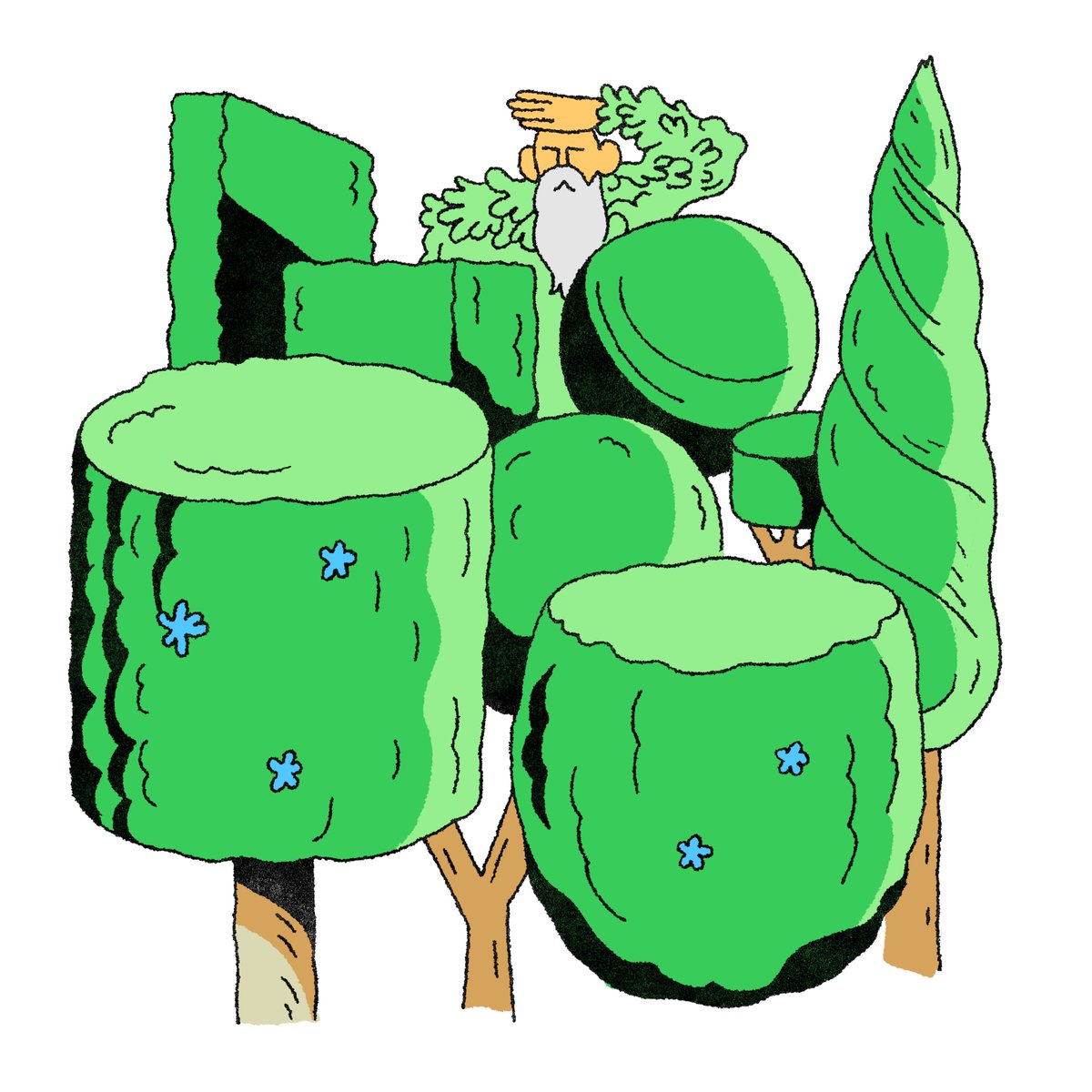 here are some green men, drawn for @believermag