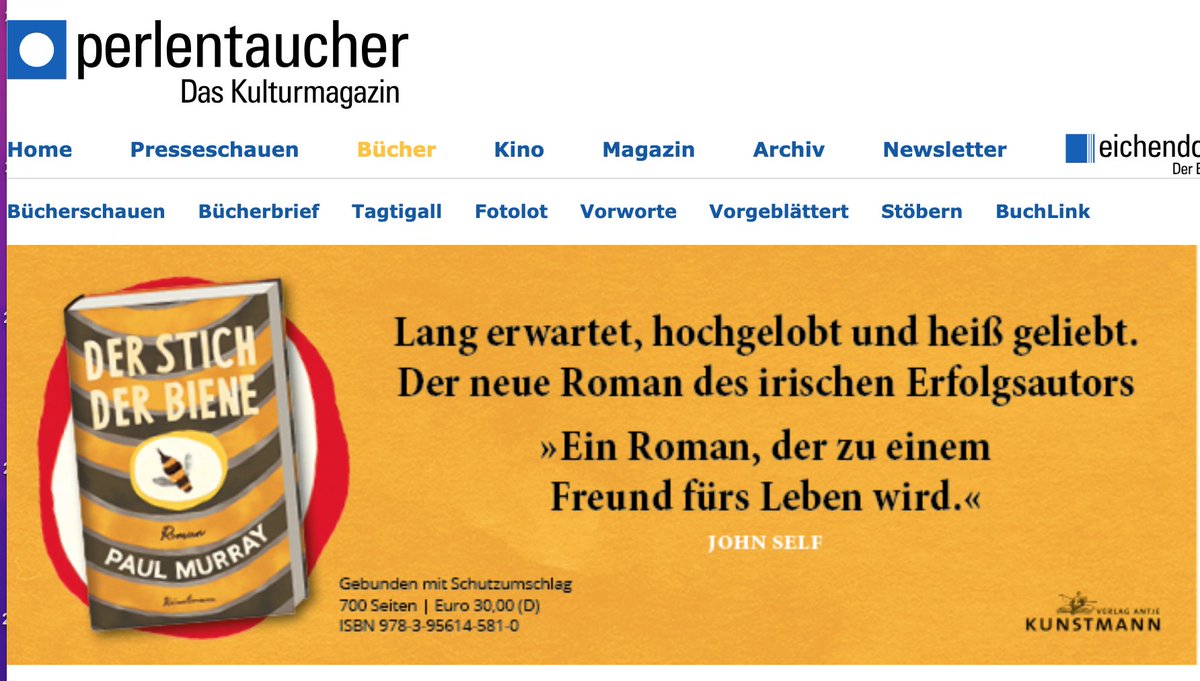 If you're looking to get nostalgic about how other lit cultures still believe in reviews and criticism in a way we don't (and never did): German publisher wants to sell a novel. Does it mention the Booker shortlisting in its online ad? Puh! All you need is @john_self's quote.