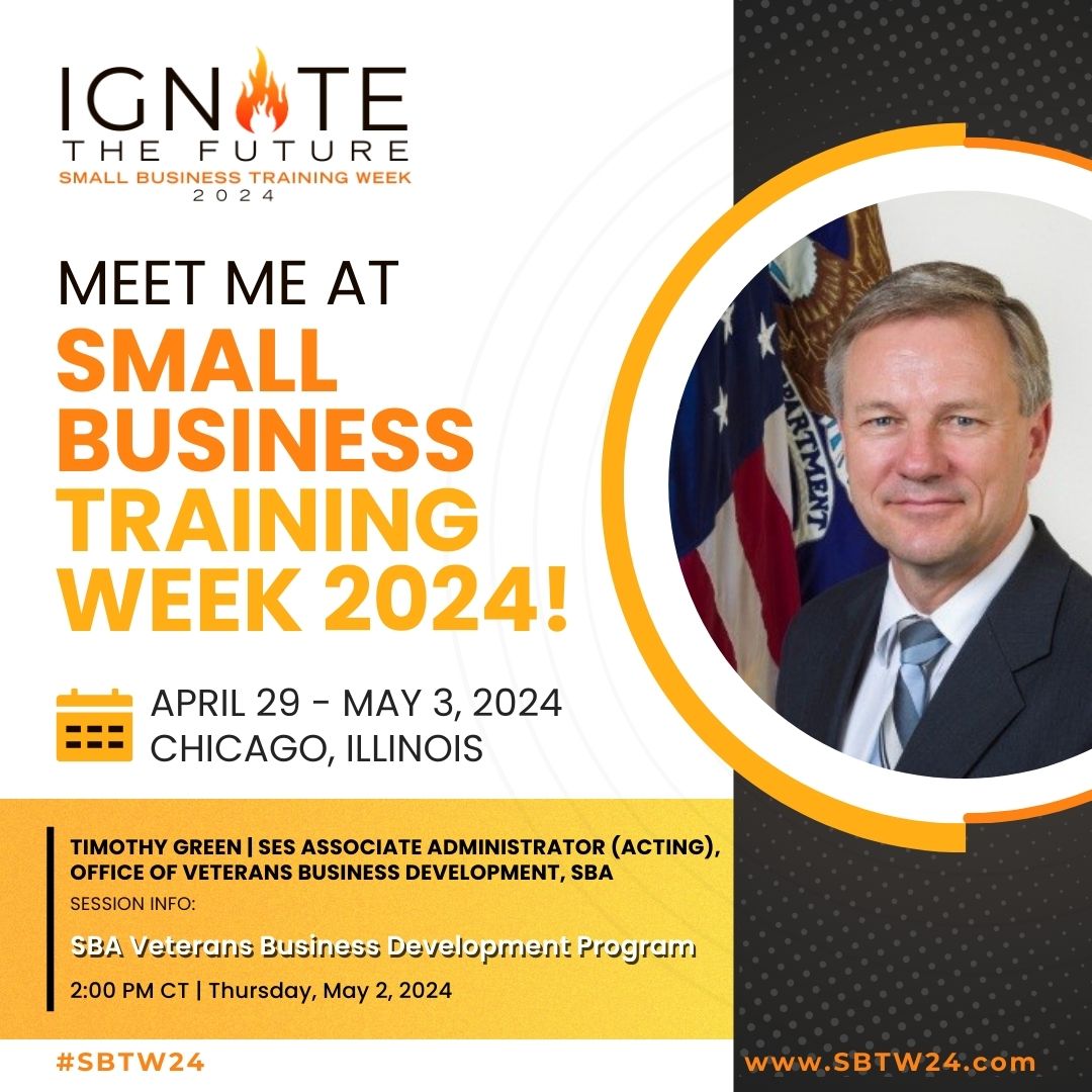 📅Mark your calendars! OVBD’s Deputy Associate Administrator Tim Green will be speaking at #SBTW24! He’ll share how @SBAgov helps develop #veteranowned small businesses with practical tools and resources. Register here: web.cvent.com/event/d41a921a…