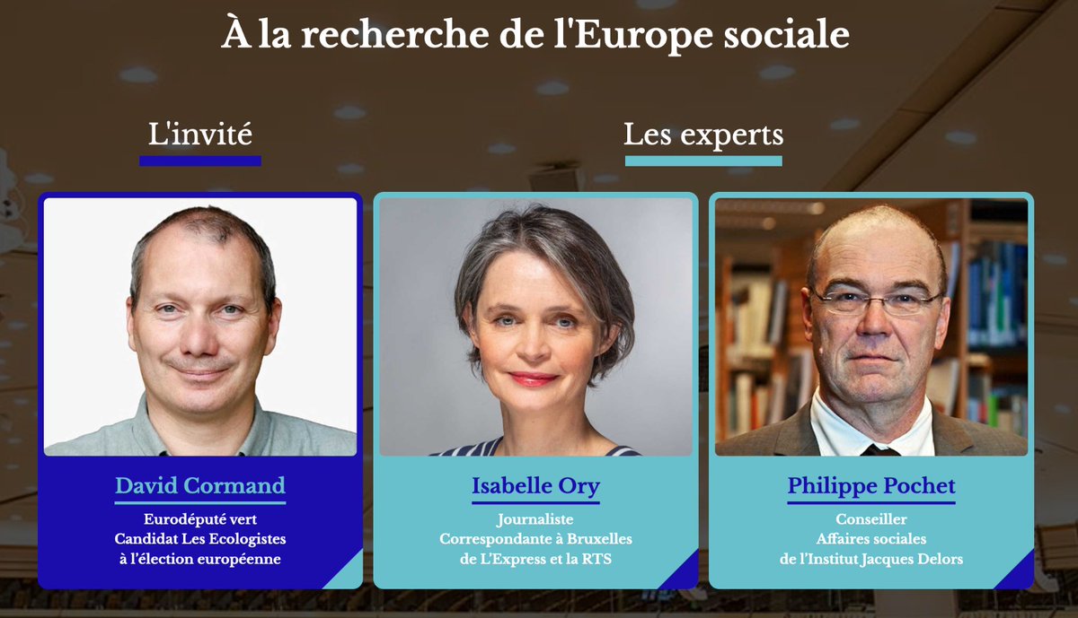 Ce mardi 9 avril à 18h nous recevons @DavidCormand, eurodéputé @GreensEFA et candidat @EELV aux élections 🇪🇺. @isabelleory, journaliste correspondante à Bruxelles de l'Express et la RTS, ainsi que @philippepochet chercheur de @DelorsInstitute participeront aussi à ce débat...