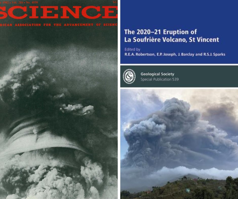 Anniversary musings. One volcano, two eruptions, 42 years apart that graced the cover of two journals. LHS- 1982 Science cover that published the findings of the La Soufriere, St Vincent 1979 eruption. RHS - special edition of the Geological Society of the 2021 eruption.