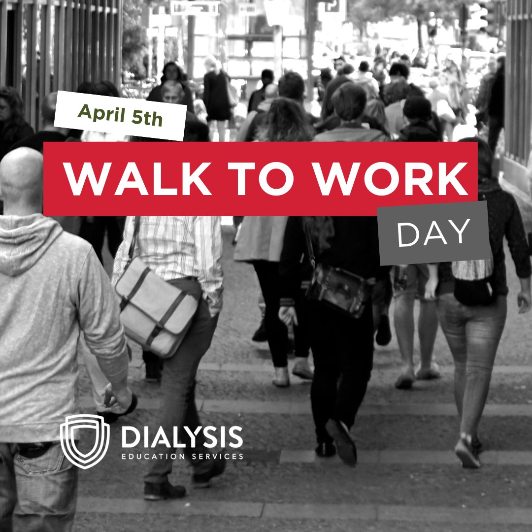 Happy Walk to Work Day! 🚶‍♂️ 
Walking boosts circulation, helps control blood pressure, and reduces the risk of chronic kidney disease. Lace up those shoes and let's stride towards healthier kidneys together! 

#WalkToWorkDay #KidneyHealth #DialysisEducation #DialysisAwareness