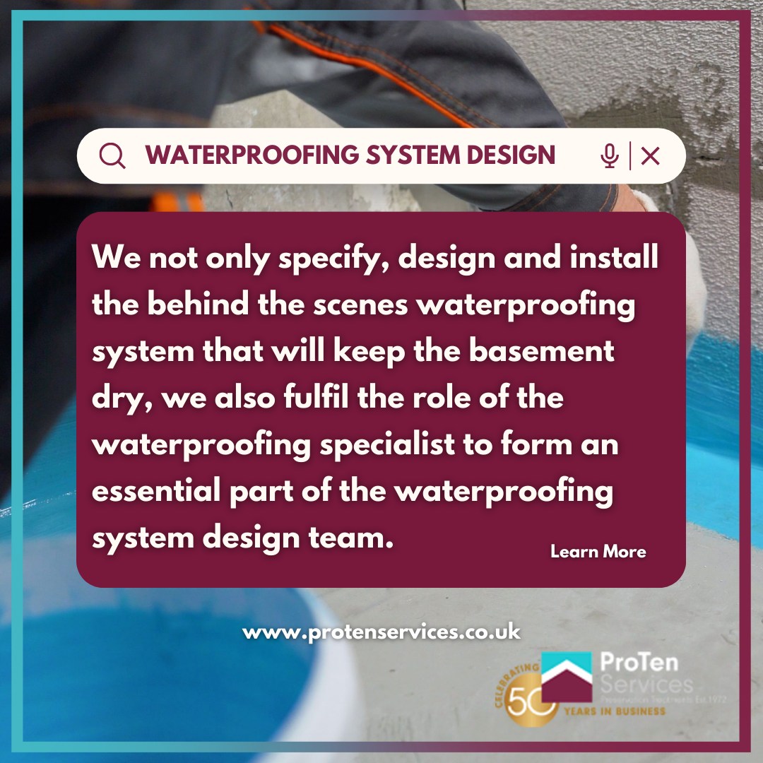 Speak to our team today for more information.
☎️ 0800 012 6094
📧 enquiry@protenservices.co.uk
🖥️ protenservices.co.uk

#ProTenServices #waterproofing #systems #design #keytosuccess #property #basement #conversion