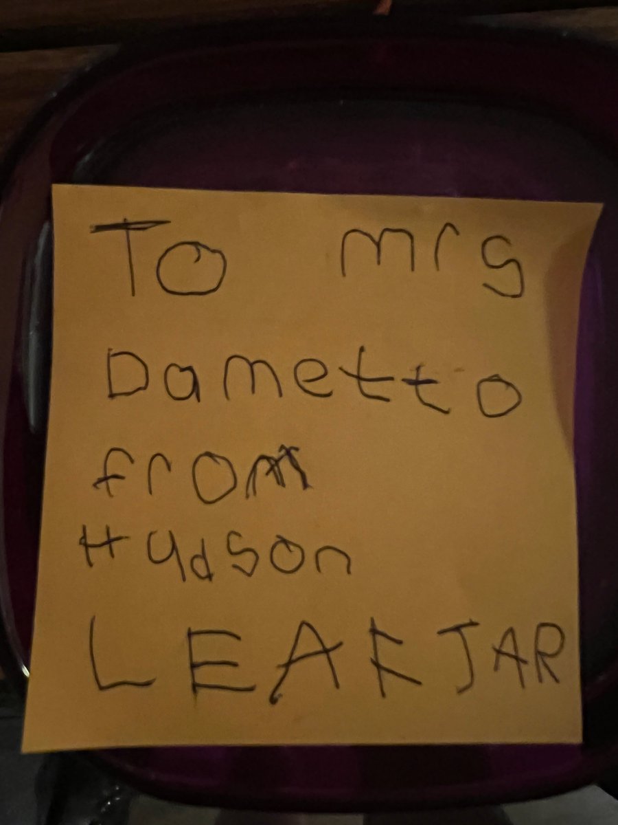 Hudson has been asking me to go to the dollar store for a jar for weeks. So we went and he decorated it and told me it was a leaf jar for his lovely art teacher Mrs. Dametto!

<a href="/Grade8Stingers/">Mrs. E. Dametto</a> <a href="/thestingersbuzz/">St. Michael School</a>