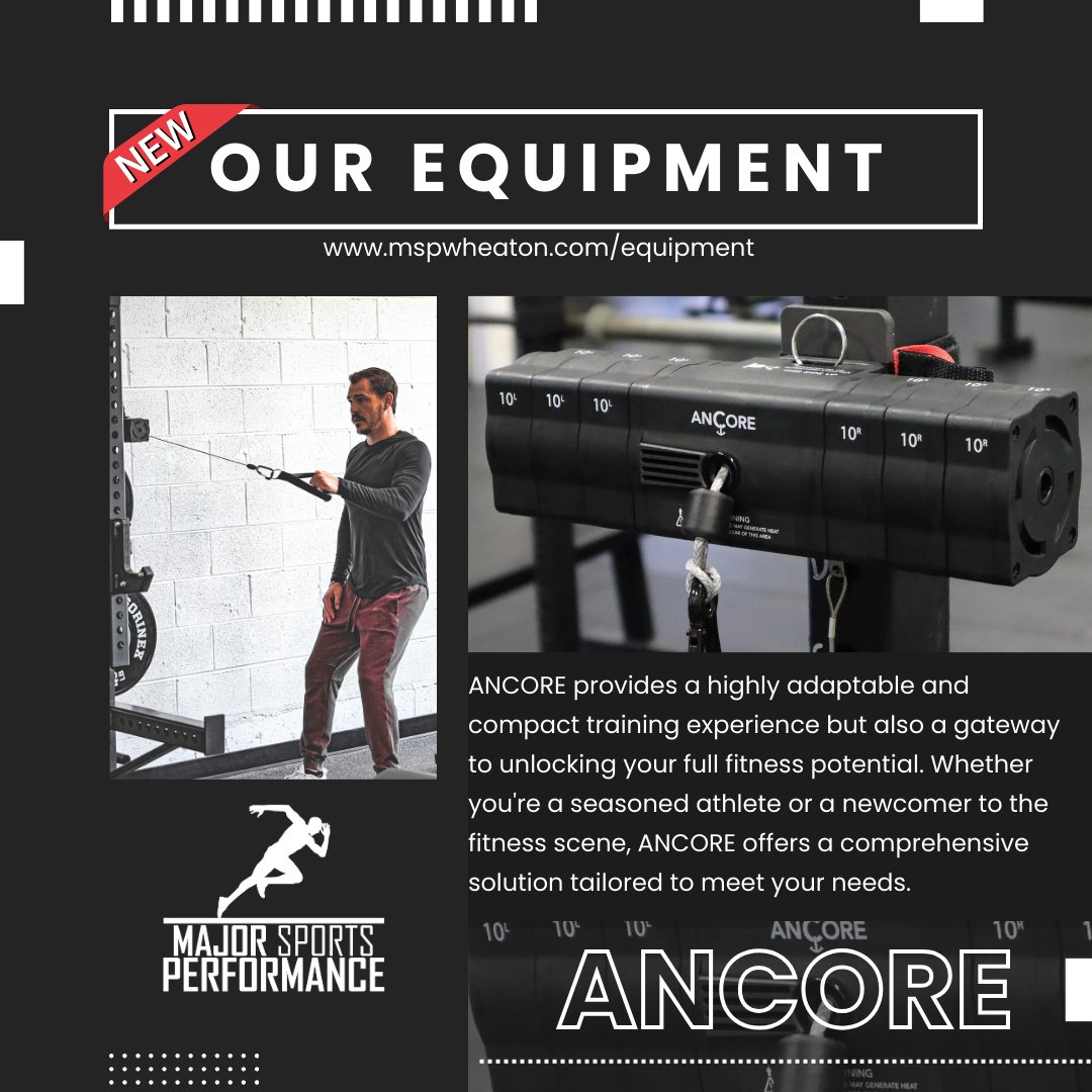 MajorSportsIL's tweet photo. Introducing the latest addition to our arsenal: ANCORE! 

💪 This innovative equipment offers more than just a workout – it's a game-changer in the world of fitness. 

Head to https://t.co/ukCbKzOOyL to book your session now!

#ANCORE #FitnessRevolution #MajorSportsPerformance https://t.co/Oc6PCj1rU4