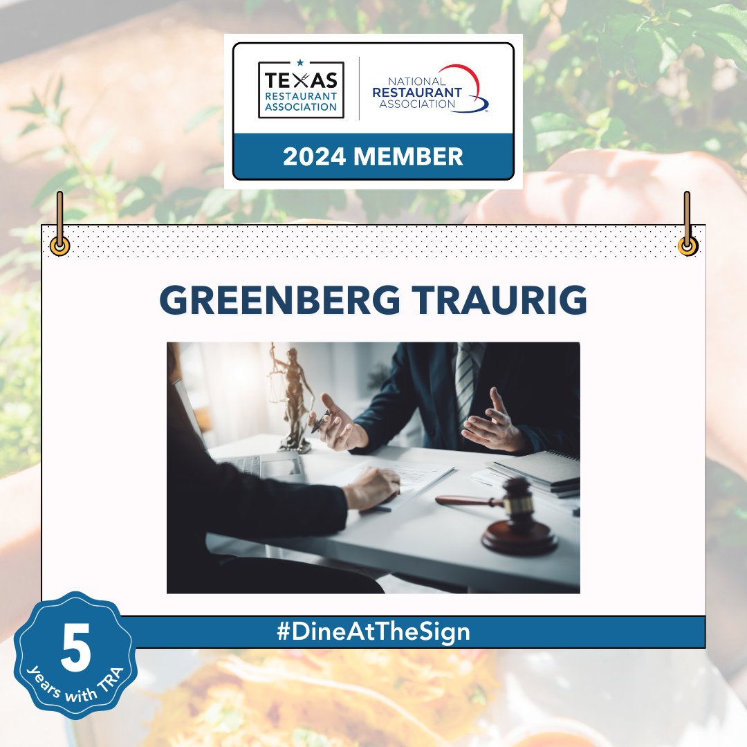 Cheers to @Bombshells_Bar, Katy Vibes, @BBsTexOrleans and @GT_Law for being proud TRA members for 5 years! We are thankful for your membership! #TXRestaurants #DineAtTheSign