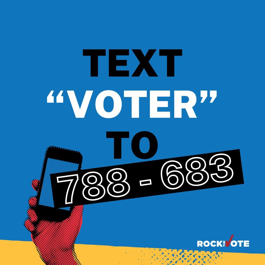 Stressed about remembering to vote? We've got your back! Just text 'VOTER' to 788-683 and consider your reminders handled! 🗳️✨ #RockTheVote