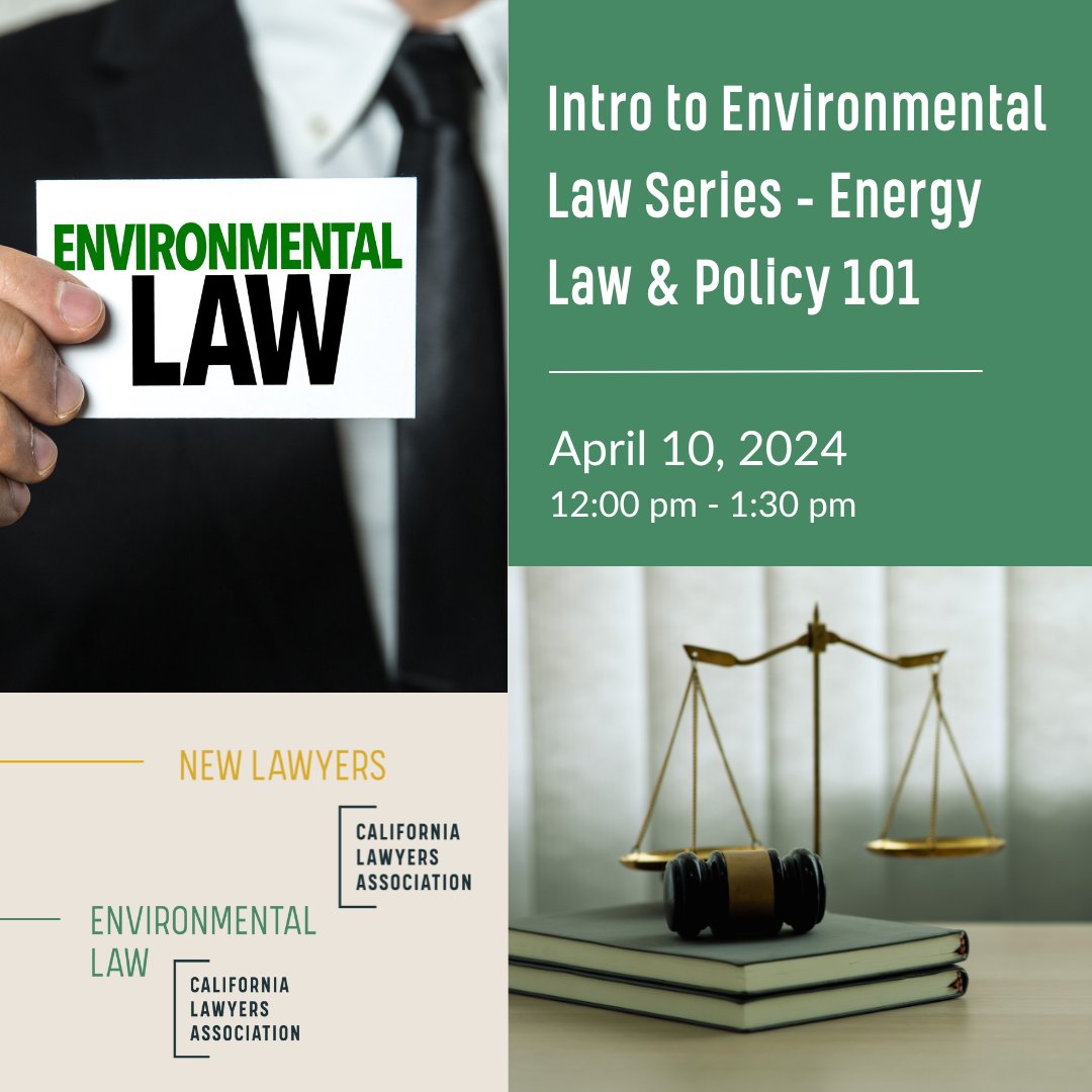 ⚡ Curious about what it's like to practice energy law? ⚡
 
Dive into this exciting practice area—learning about your options and asking questions of current practitioners 💡👇
calawyers.org/event/webinar-…
 
#CALawyers #FreeMCLE #EnvironmentalLaw #Webinar #EnergyLaw #TogetherWeLaw