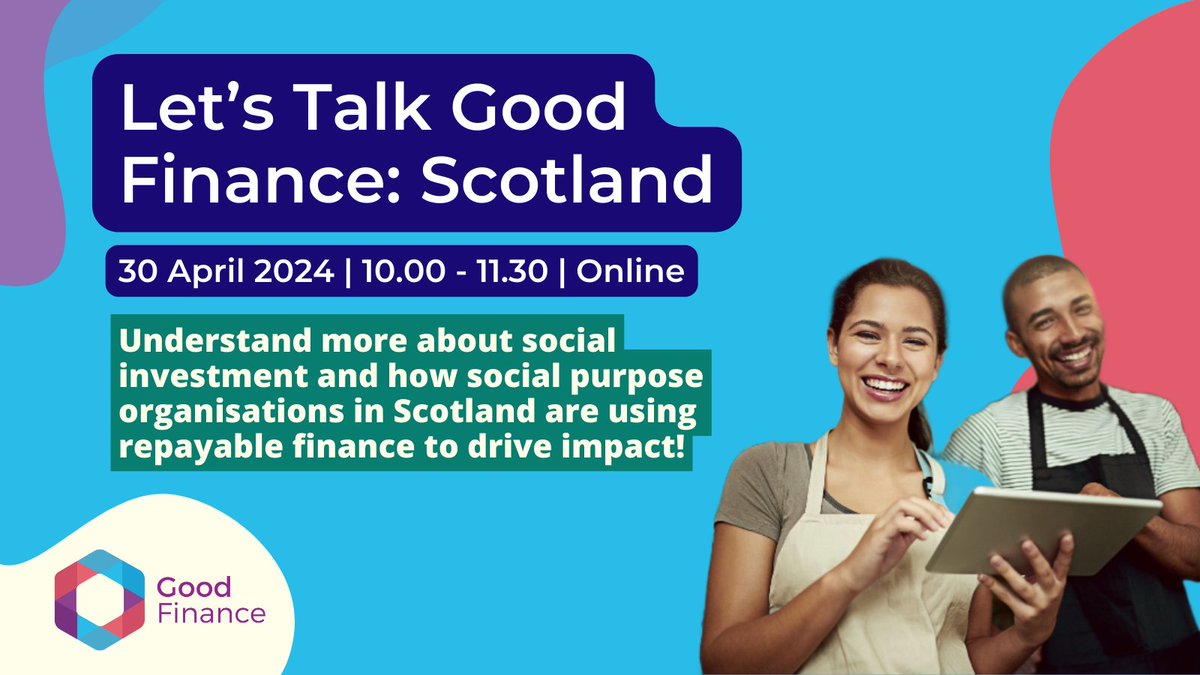 [Partner post] Join our friends at @GoodFinanceUK to find out more about #SocialInvestment in Scotland and the options available to help you scale your impact! 📅30 April 2024 ⏰10.00-11.30am 📍Online - join from anywhere Register here ➡️ goodfinance.org.uk/latest/post/le…