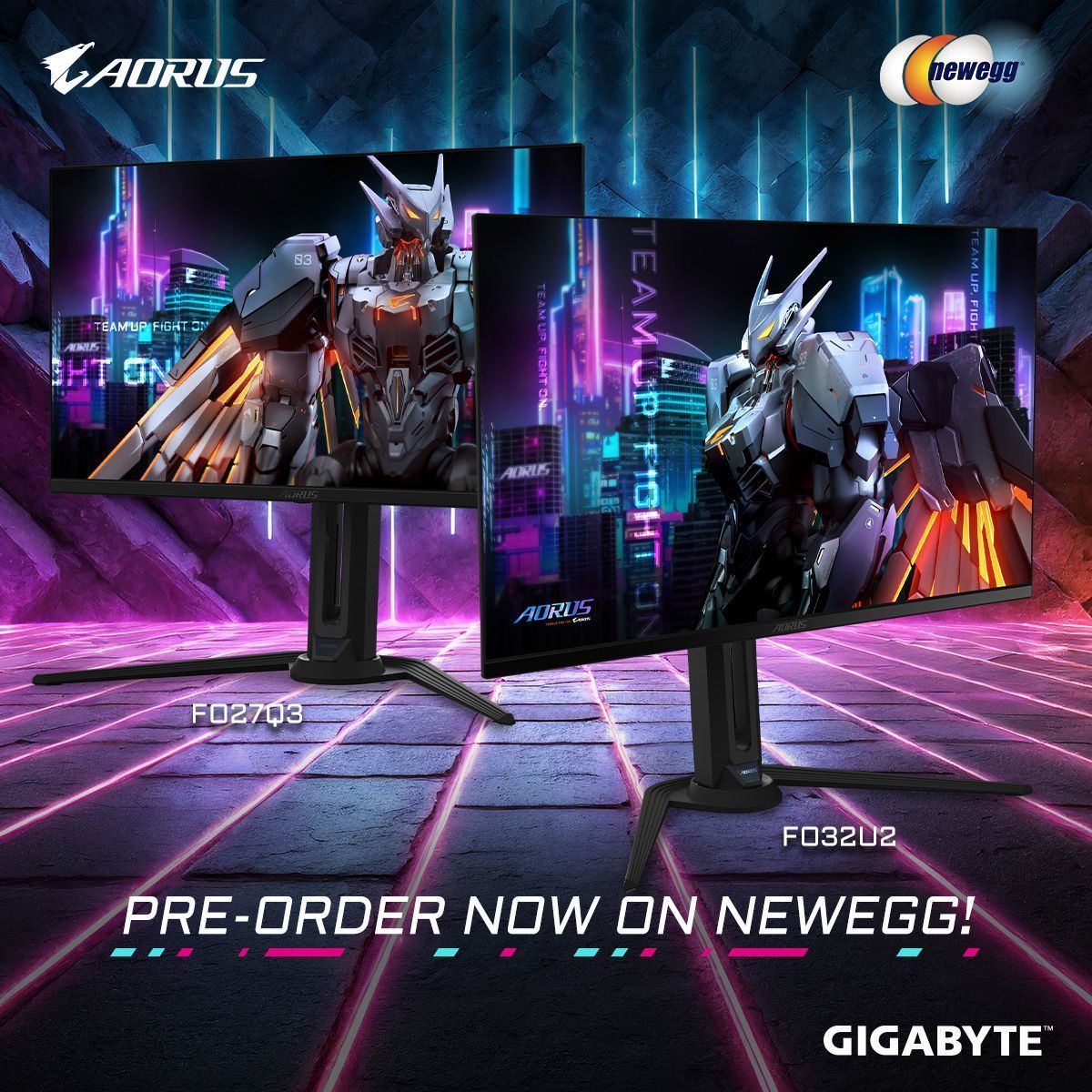 Our new FO27Q3 and FO32U2 QD-OLED monitors are still open for pre-order at Newegg 🥚! You don't want to miss this opportunity to upgrade your gaming set-up to the next level! 📈 

Pre-order at Newegg ⬇️ 
🥚 aorus.shop/oled-preorder

#AORUSNA #GIGABYTE #AORUS #OLED #gaming #monitor