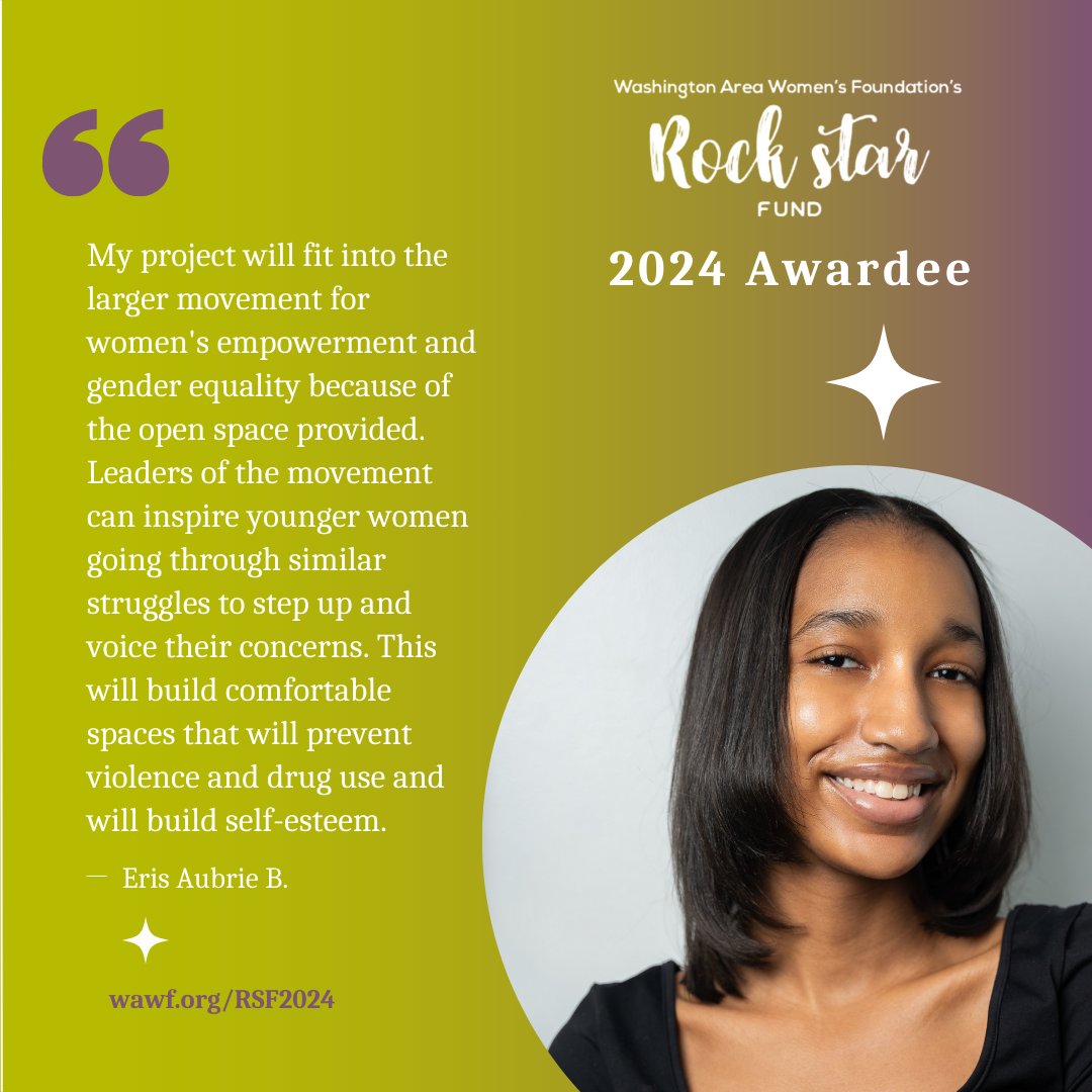 #FeatureFriday - Meet Eris Aubrie Busey, who will launch 'Teen Summit DMV,' a program that enables teenagers in DC to engage in meaningful discussions about issues that matter to them.⁠ ⁠ 👉 Visit our website to learn more! wawf.org/RSF2024