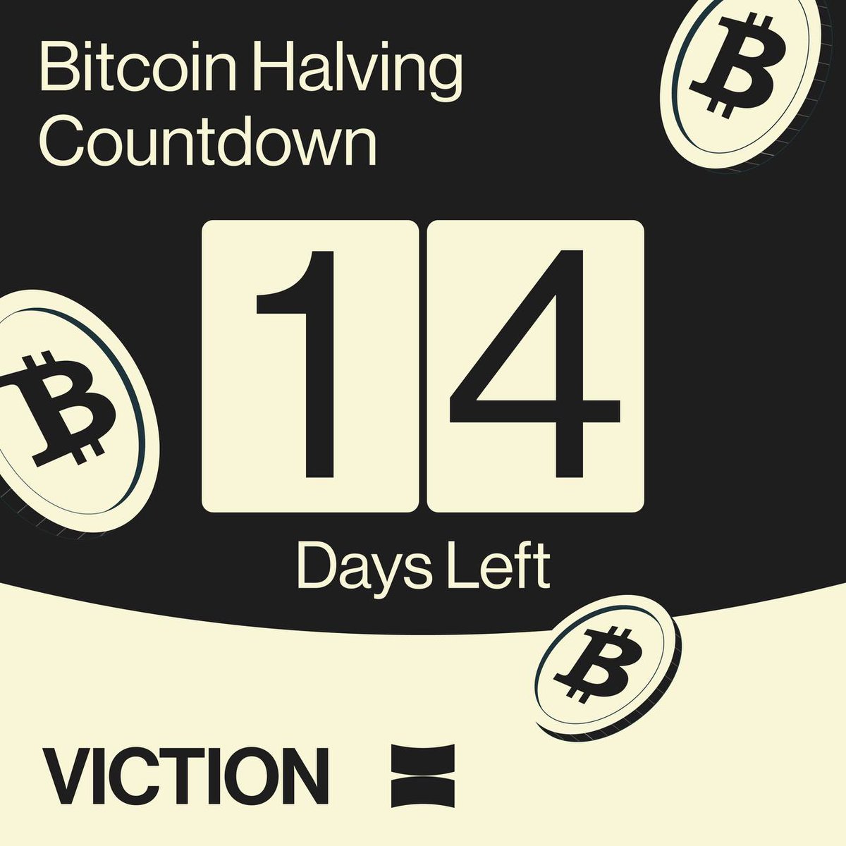 ⌛️ Let's countdown with us! #Bitcoin📷 The next #BitcoinHalving is expected to take place this April and around 14 days left.