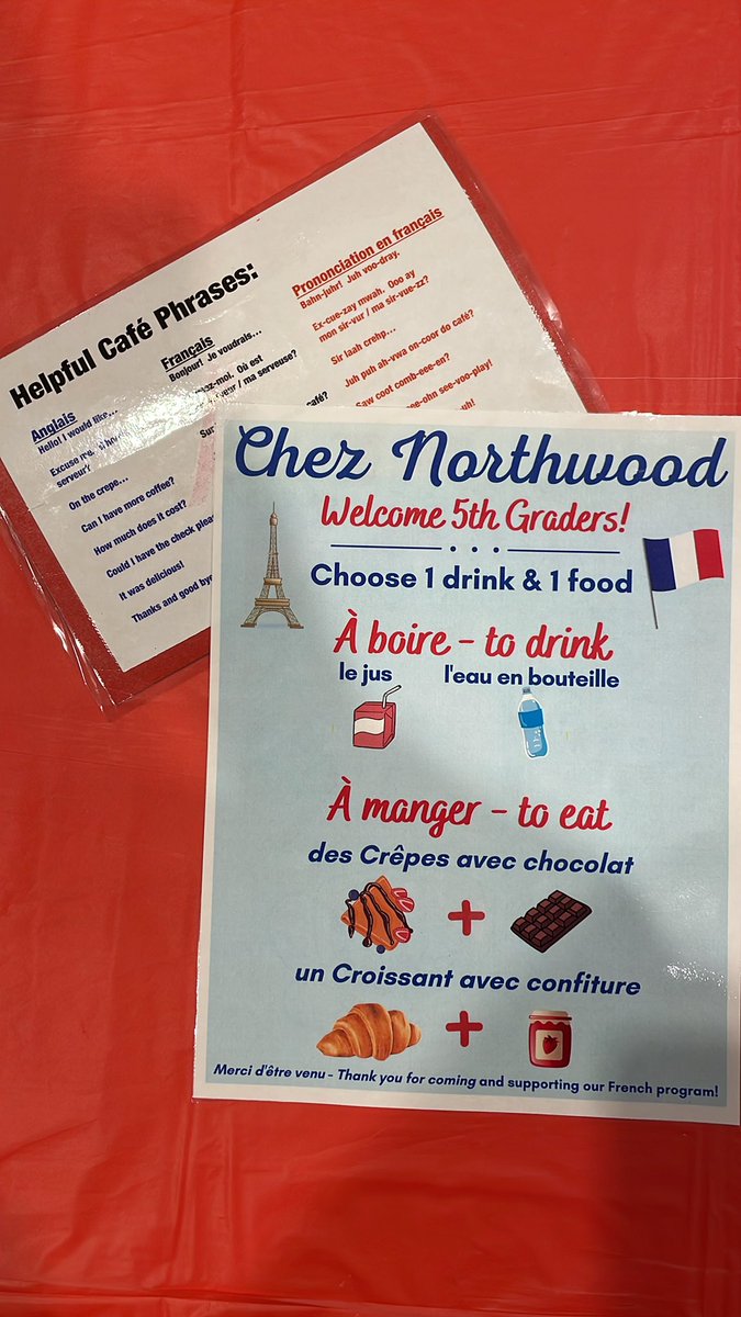 It’s that time of the year again… <a href="/nwhuskies/">Northwood Middle School</a> French Cafe! Thank you for hosting our 5th graders 🌟 you have worked so hard on your language skills and it shows!