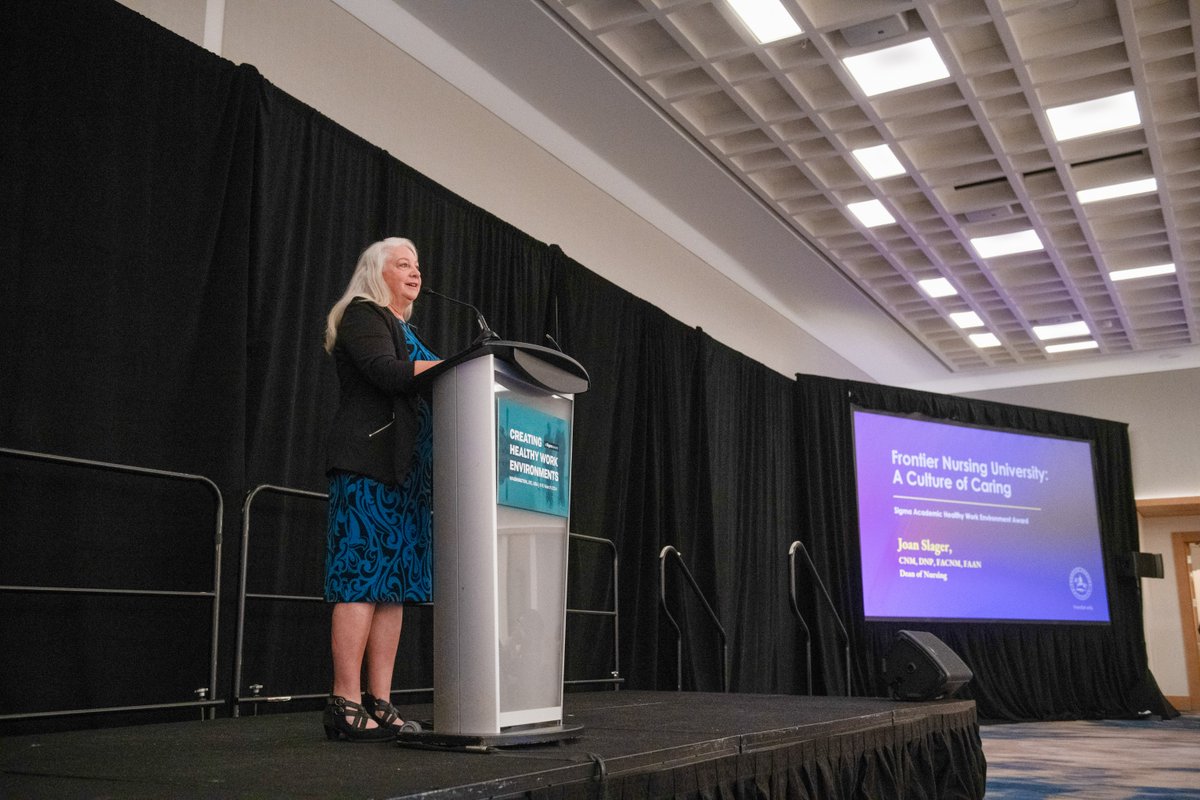 In March, FNU Dean of Nursing Dr. Joan Slager, DNP, CNM, FACNM, FAAN presented a plenary session during Sigma's Creating Healthy Work Environments event. Dr. Slager also accepted the academic honoree award for the 2024 Healthy Work Environment Award on FNU's behalf.