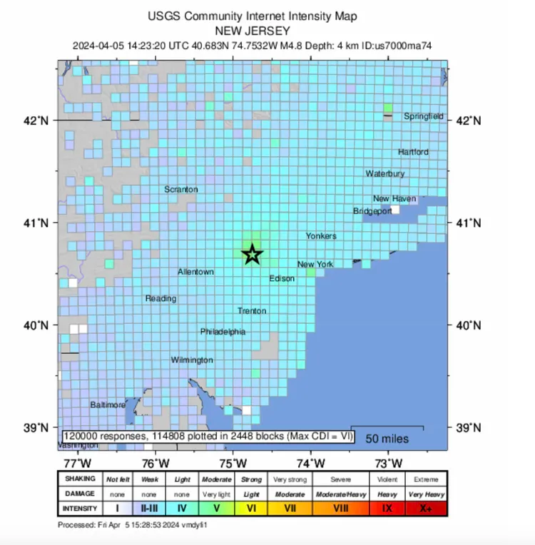 breakdown of today’s earthquake in jersey