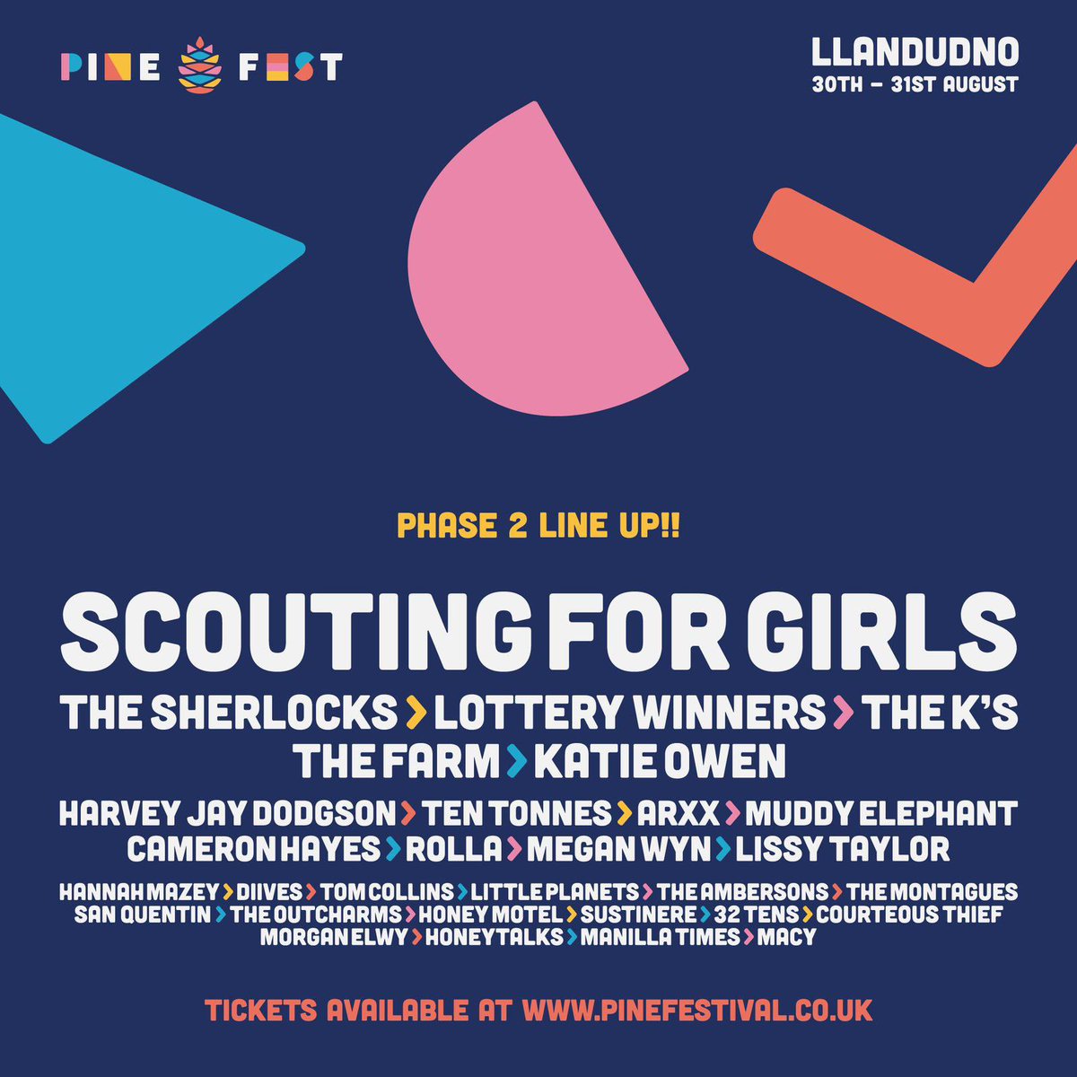 theoutcharms's tweet photo. Did we say LA? We meant Llandudno…

Buzzing to join the fun at @pinefestival this August. Our Welsh debut so you can imagine how excited we are to join this unreal lineup 🏴󠁧󠁢󠁷󠁬󠁳󠁿

Tickets available from the website. 

Iechyd Da, UTC x https://t.co/dpCTzqIUYN