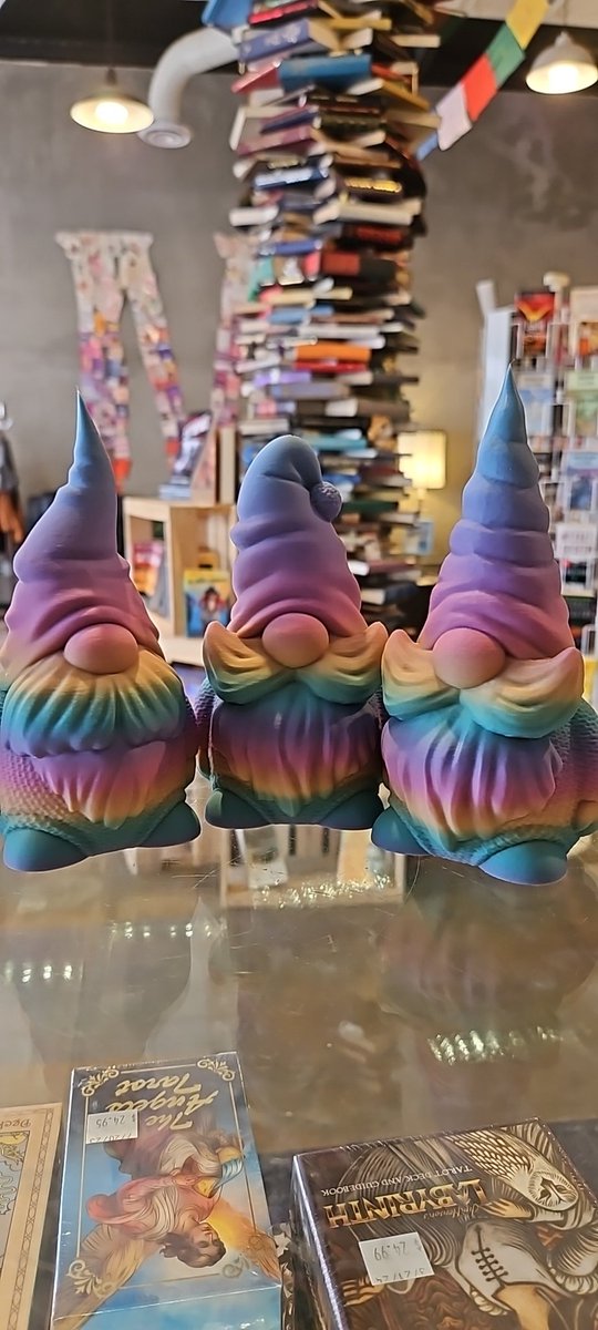 Aside from books, we have two 3D printers that are regularly working. These gnomes are a special order for a customer. 

Keeping books from the past and present while incorporating some new elements of what's going on in culture.