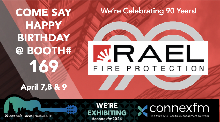 RAELFireProtect's tweet photo. We’re celebrating 90 years of reliable Fire Protection services! Can your provider say that? Join the party at Booth#169 at ConnexFM
#connexfm2024 #fireprotection
#raelnational #nashville https://t.co/qDzJItNinX