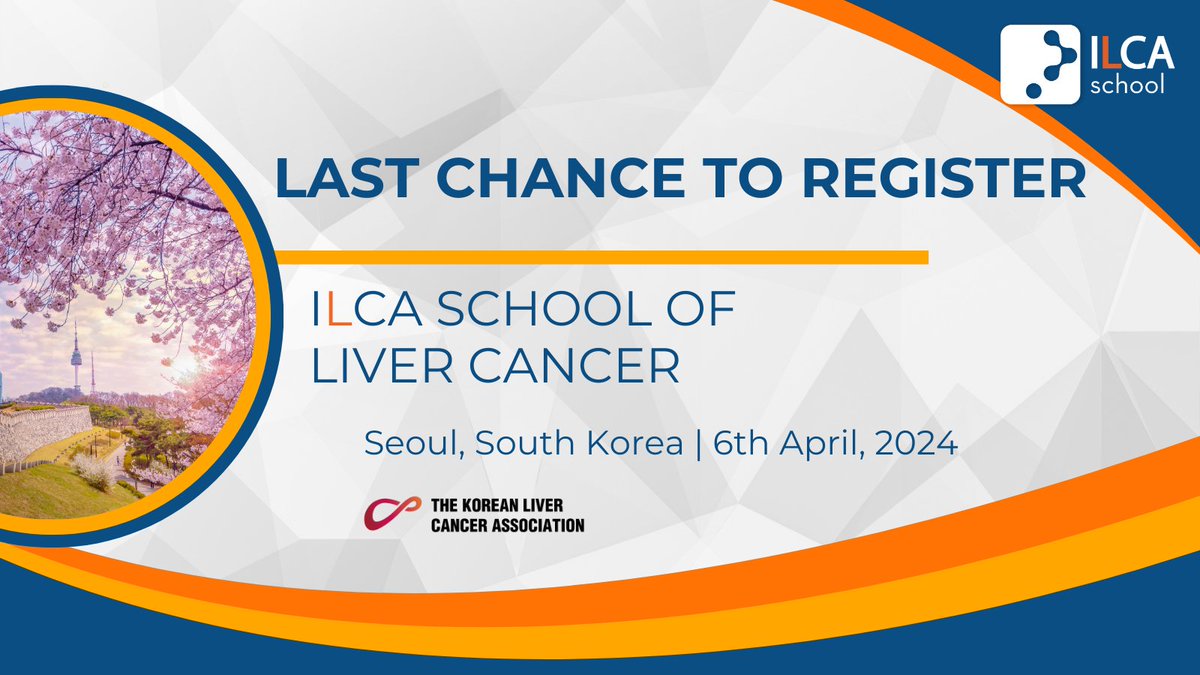 Last chance to register for the ILCA School of Liver Cancer on April 6, 2024! Join us at Seoul National University College of Medicine for the ILCA School 2024 for an unparalleled educational platform tailored for practitioners and young investigators! 🎓 ilcalive.org/ilca-school-20…