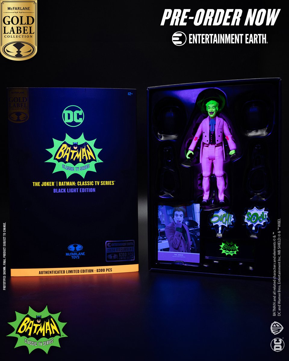 The Joker ™ (Batman: Classic TV Series) Black Light Edition Gold Label is available for pre-order NOW exclusively at Entertainment Earth!
➡️ bit.ly/TheJokerDCRetr…

Features black light deco with black light base & lights

#McFarlaneToys #BatmanClassic #Joker #DCRetro #DCComics