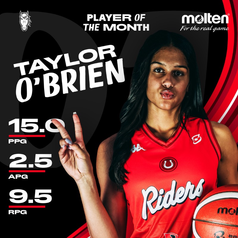 SprLeagueBballW's tweet photo. 🏆 🏀 Your March @moltenSports Player of the Month is here! Congratulations @Taylor3obrien from the @Riderswomen

📲Be sure to catch all the action this weekend, link in bio.

#britishbasketballleague #UNBEATABLE