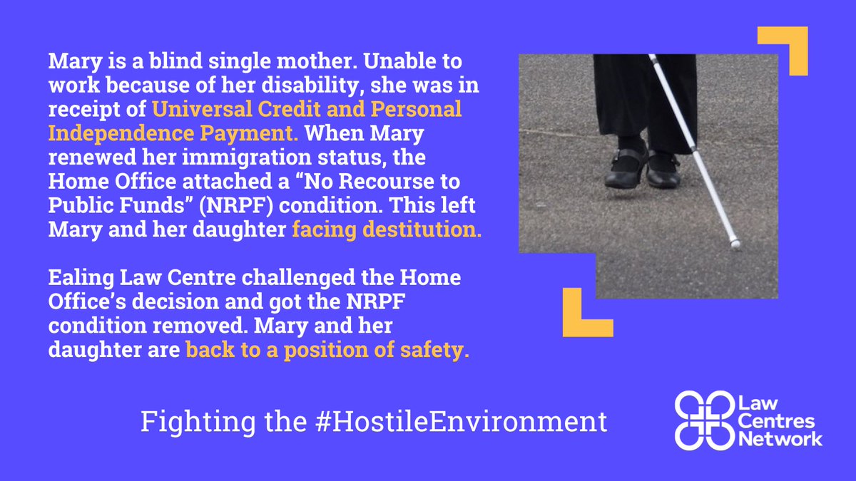 'No Recourse to Public Funds' is a feature of the #HostileEnvironment which leaves migrants vulnerable. Law Centres push back. Great work @EalingLawCentre