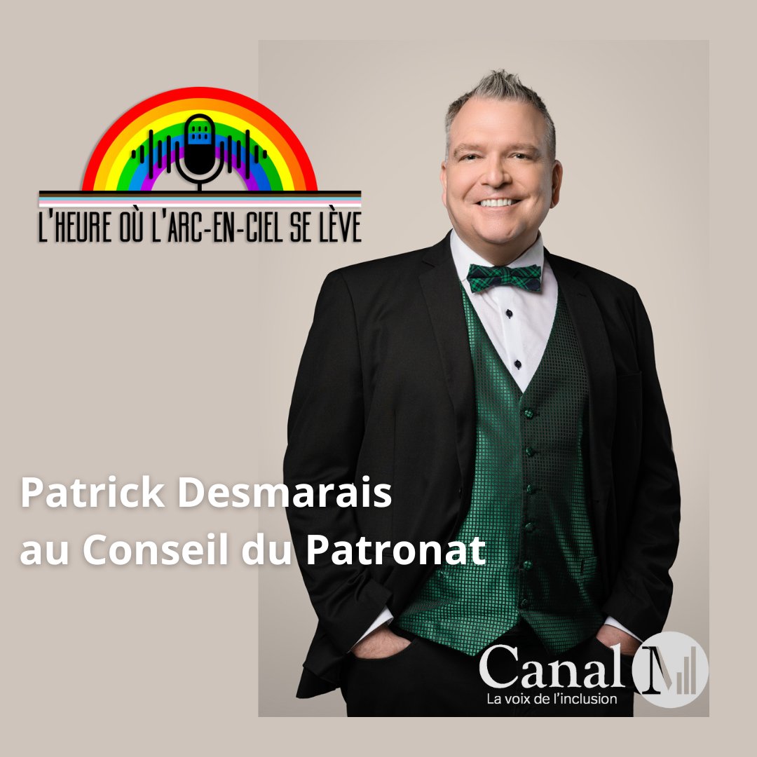 Militant de longue 2LGBTQIA+, Patrick Desmarais est nommé au @conseilpatronat du Québec. Il est notre invité à L'heure où l'arc-en-ciel se lève, lundi 17h (mardi 21h et vendredi 13h) à @canal_m, chaine audio sur le câble, le web, @tunein et @RadioplayerCa. Et en balado.