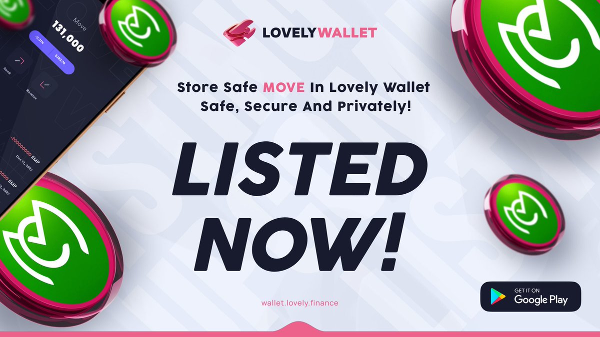 🪙Greetings MOVE Community! 🪙 📷 We're excited to share the news that MOVE ($MOVE) has been added to the list of cryptocurrencies on LOVELY WALLET! ✅Website: move-app.com ✅Telegram: t.me/MoveAppOfficial ✅Twitter: twitter.com/Move_app_ 🪙Lovely Wallet