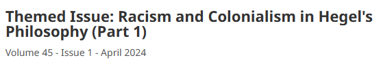 Excited to announce that the first volume of our Hegel Bulletin special issue on 'Racism and Colonialism in Hegel's Philosophy' is now out! You can access the volume here (mostly OA!): cambridge.org/core/journals/…