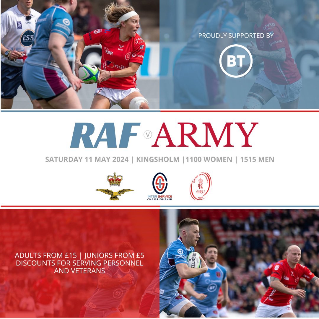 𝙊𝙫𝙚𝙧 2️⃣5️⃣0️⃣0️⃣ 𝙩𝙞𝙘𝙠𝙚𝙩𝙨 𝙨𝙤𝙡𝙙 𝙨𝙤 𝙛𝙖𝙧… Thank you so much for your support! 🏉 @RAFRugbyUnion v @armyrugbyunion 🏟 Kingsholm Stadium 📆 Sat 11 May ⏰ 1100hrs - Women, 1515hrs - Men 🎟👉 shorturl.at/dkqsY #ArmyRugby | #InterServiceRugby