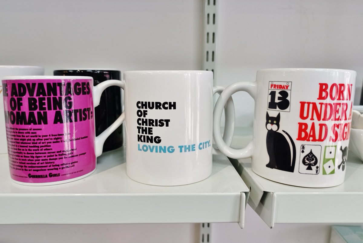 Stellar mug line-up in the Martlets charity shop the other day