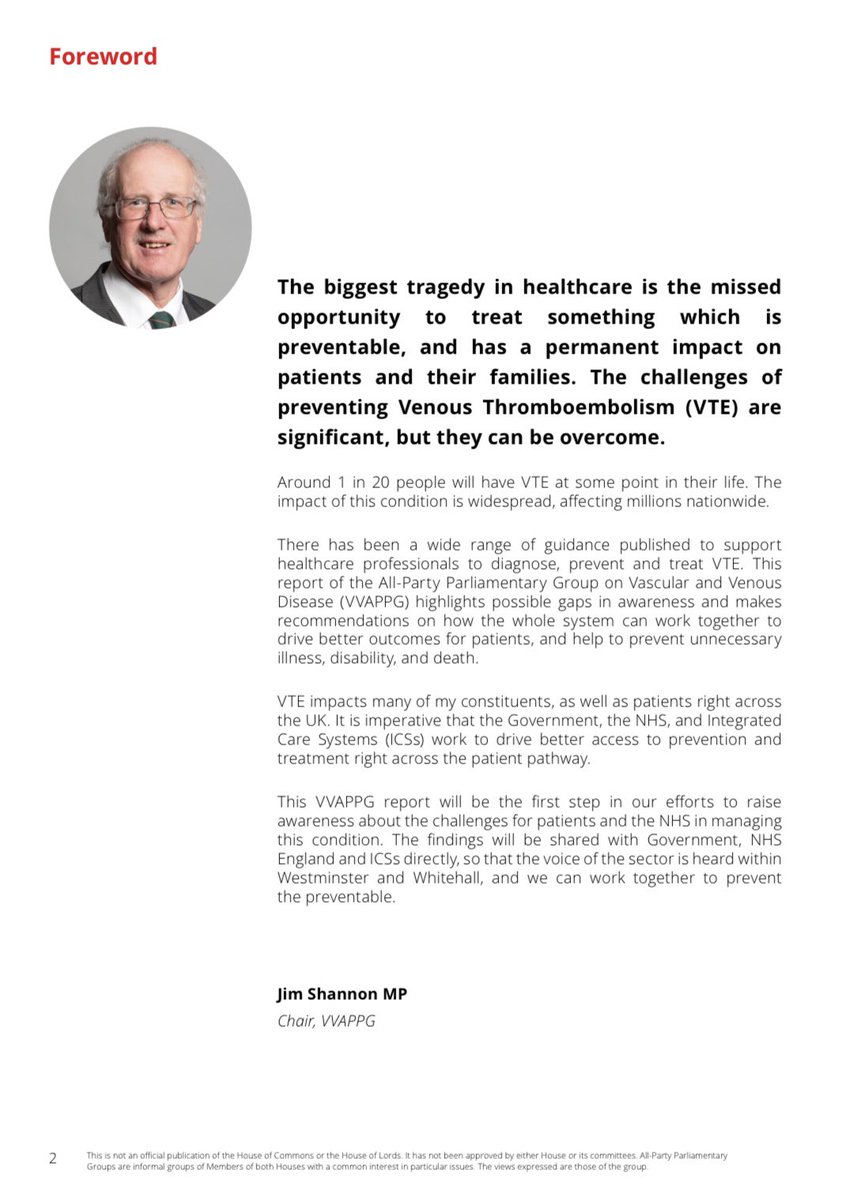 Our Chair Jim Shannon MP clearly outlines how the report analyses the range of policies in place at a national level, measures the impact of VTE prevention and examines the challenges in prevention, diagnosis and management of VTE.