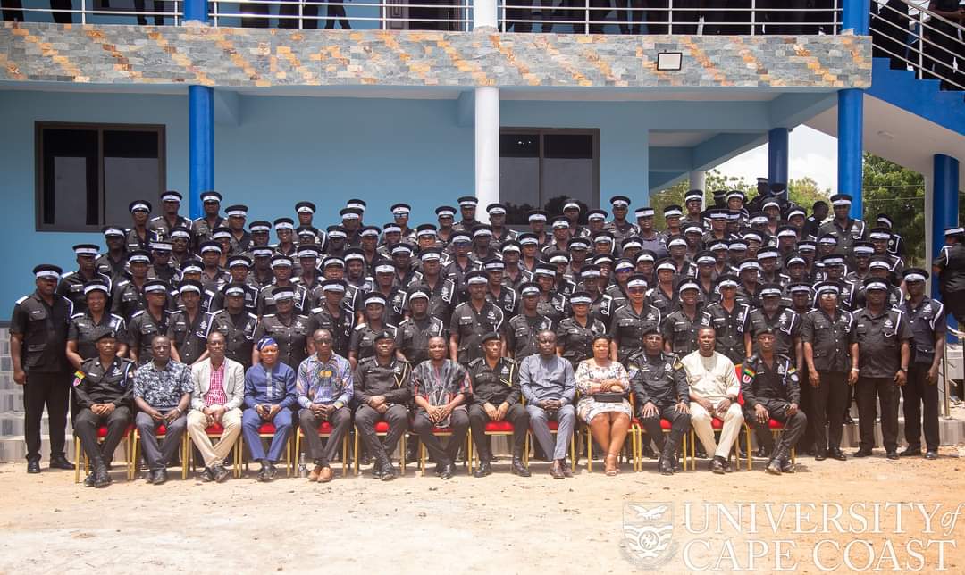 The University of Cape Coast (UCC) has held an orientation for Cadet Officers Course 53 of the Ghana Police Academy at the Ghana Police Training School in Accra. Visit: ucc.edu.gh/news/ucc-holds… Photos copyright