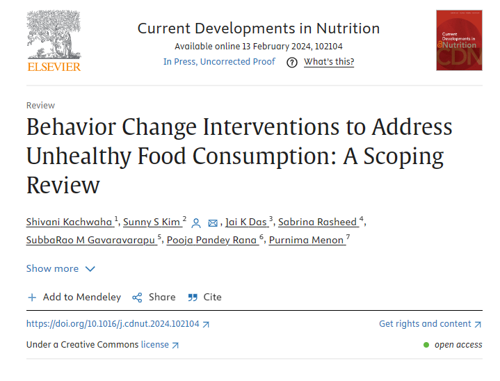🤔 Can behavior change interventions help curb unhealthy #food consumption? Discover the key findings in this scoping review from @OneCGIAR_TAFSSA: on.cgiar.org/3U0vYOQ @CGIAR @IFPRI #healthydiets #nutrition #OneCGIAR
