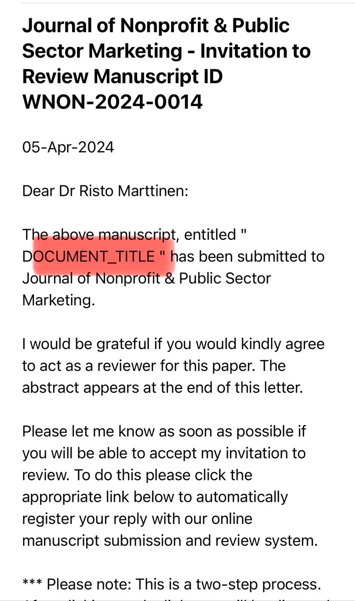 This is getting a bit out of hand. Has anyone figured out how to “opt out” of these SPAM review requests?? I can get off multiple email lists… but journal reviews… no chance. Papers are not in my field & the editor doesn’t even update the title!😂