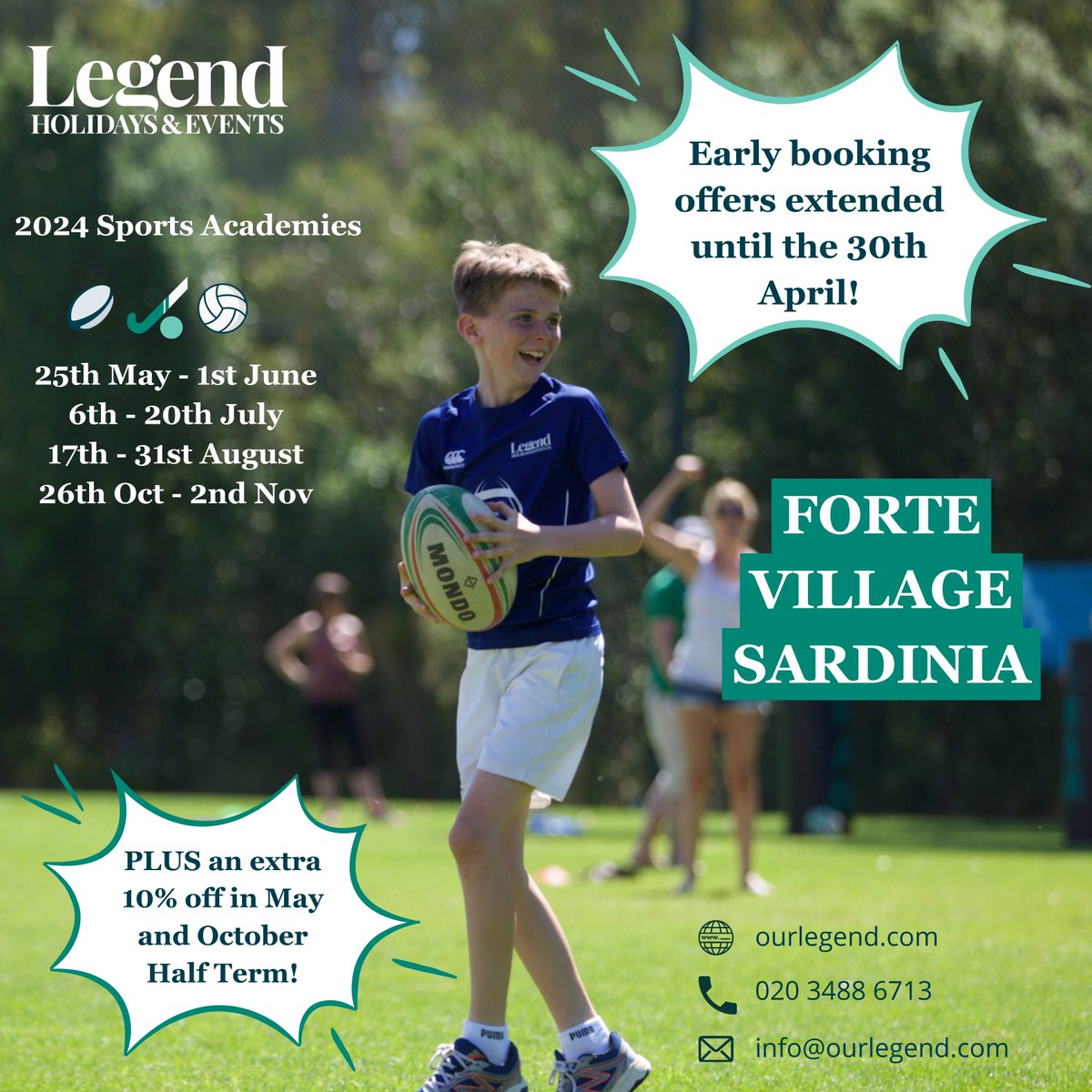 Great news - the early booking offers for our holidays to Sardinia have been extended until the end of April ☀️ There is also an additional 10% discount available for our May and October Half Term trips! Enquire now 👉 ourlegend.com/holidays/forte…