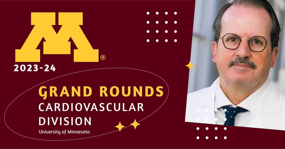 CV Division Grand Rounds April 9, noon: Jose Joglar, MD “An Inside Look into 2023 Atrial-Fibrillation Guidelines.” 299 Variety Club Research Ctr | More info: buff.ly/4cD0eXj | Webcast: buff.ly/49j8QPS #UMNresearch #UMNheart