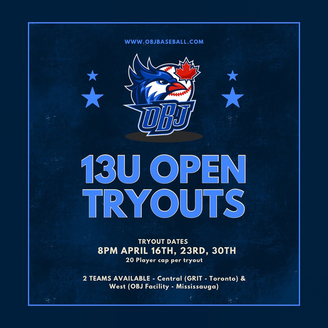 🚨 13U OBJ Tryouts Announced 🚨 Click the link below to register! 🔗 forms.gle/pD5JTLSy4RCtvG…