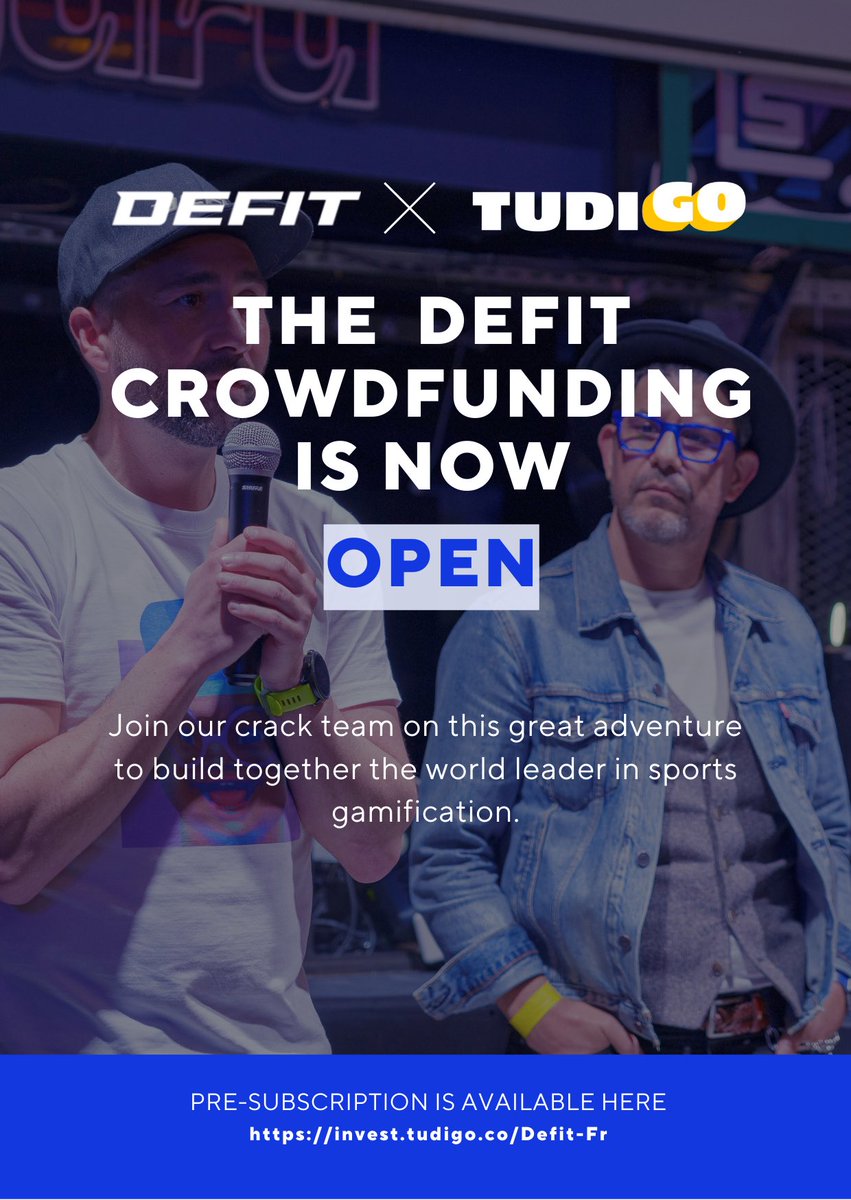 ⚡FUTURE IS NOW⚡ You asked, we delivered ! We're proud to announce the @DEFITofficial crowdfunding is now open in partnership with @tudigoFR ! 💙⚡ 👉 Pre-subscribe now to access full deal flow: invest.tudigo.co/Defit-En Like, RT, and more details in thread ⤵️ (1/6)