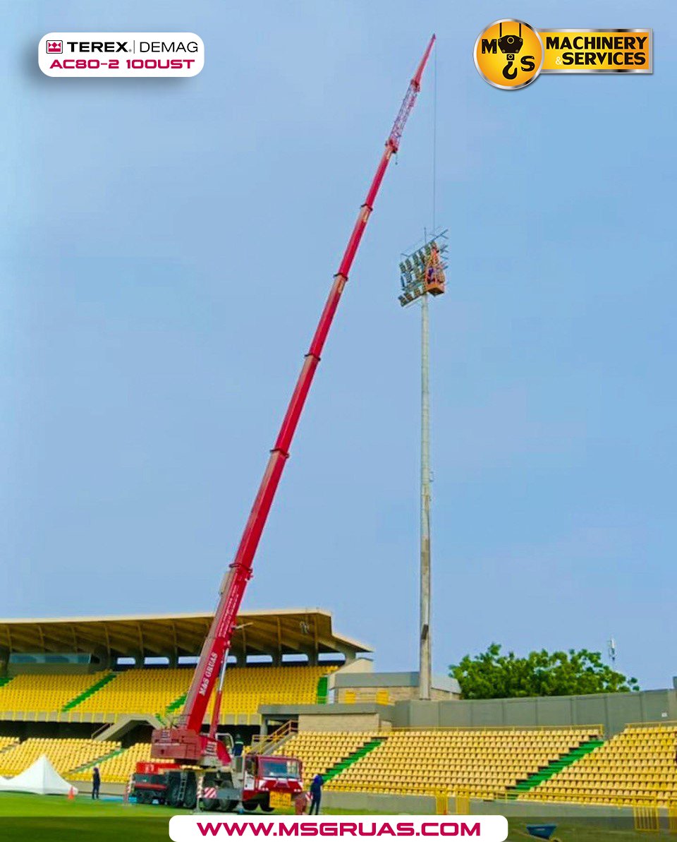msgruas's tweet photo. Nuestro equipo y nuestra Terex Demag AC80-2 durante el cambio de la iluminación del Estadio Olímpico Jaime Morón León.

¡Somos tu mejor elección!... 😉

👉 https://t.co/JW0F2SViHP
📞 O llámanos al 318 837 21 11

#msgruas #MachineryAndServices #crane #elevacion #proyecto https://t.co/6aZnkgZjBv
