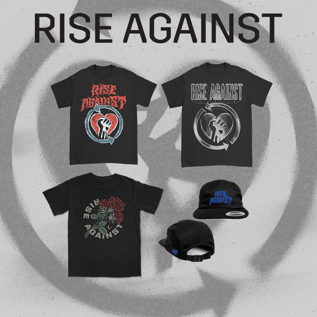 New merch is available in the Rise Against webstore. Shop now at riseagainst.store.