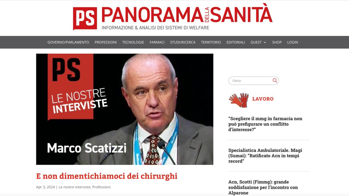 🗞️ Rassegna Stampa
“La Governance della Sanità deve passare dal governo burocratico al governo clinico”. Il Presidente ACOI, Marco Scatizzi, intervistato da Panorama della Sanità ⤵️
panoramadellasanita.it/site/e-non-dim…