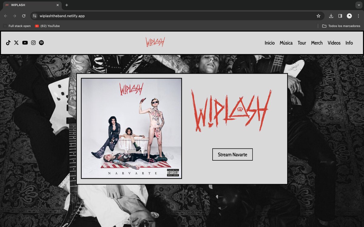 falexa_giron's tweet photo. 4. Wiplash, Proyecto personal, donde les creo una web a @Wiplash_oficial, la intención es crear un medio de conexión entre ellos, los fans y de quienes quieran saber más acerca del grupo.
#Webdesign #FrontEndFriday

https://t.co/ijqfpKI9Of https://t.co/SKKea23n1e
