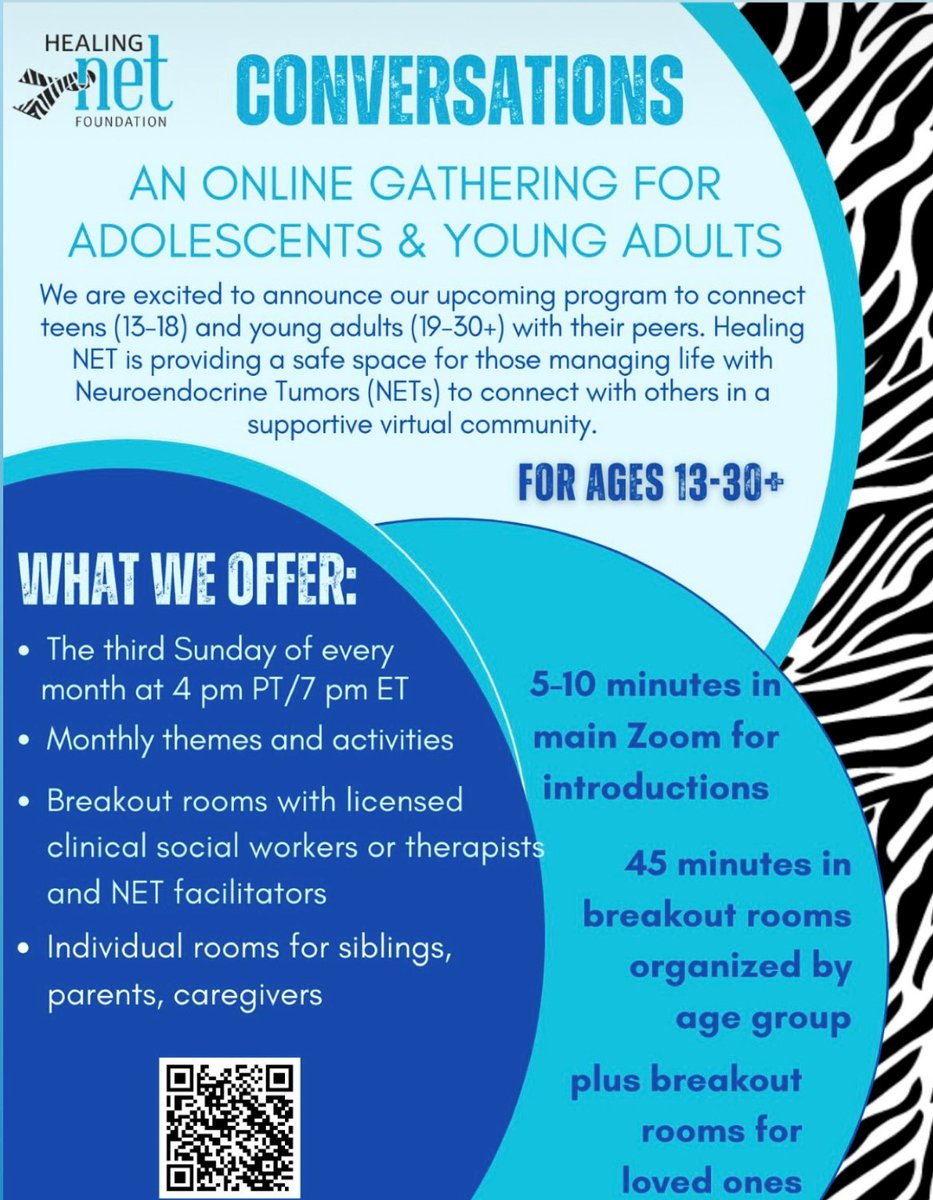 👏A new fantastic program from @HealingNET1 : “Conversations” – online gatherings for adolescents and young adults – was launched. ☑️Find out more about the patients’ feedback and register for the April 21st meeting: incalliance.org/healing-net-co… #LetsTalkAboutNETs