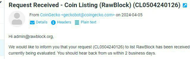 RawBlockErc20's tweet photo. @CoinMarketCap (890041) &amp; @coingecko has been submitted (CL0504240126)

#RawBlock #RawBlockErc20 #Layer1 #Blockchain #Erc20 https://t.co/tvTjNBd0gk